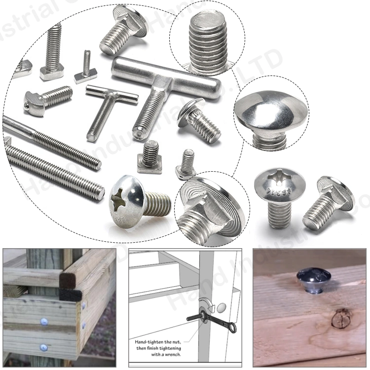 Wholesale 18-8 Stainless Steel M3 M6 Phillips Mushroom Head SS304 Knurled Oval Neck Head M8 Carriage Bolt